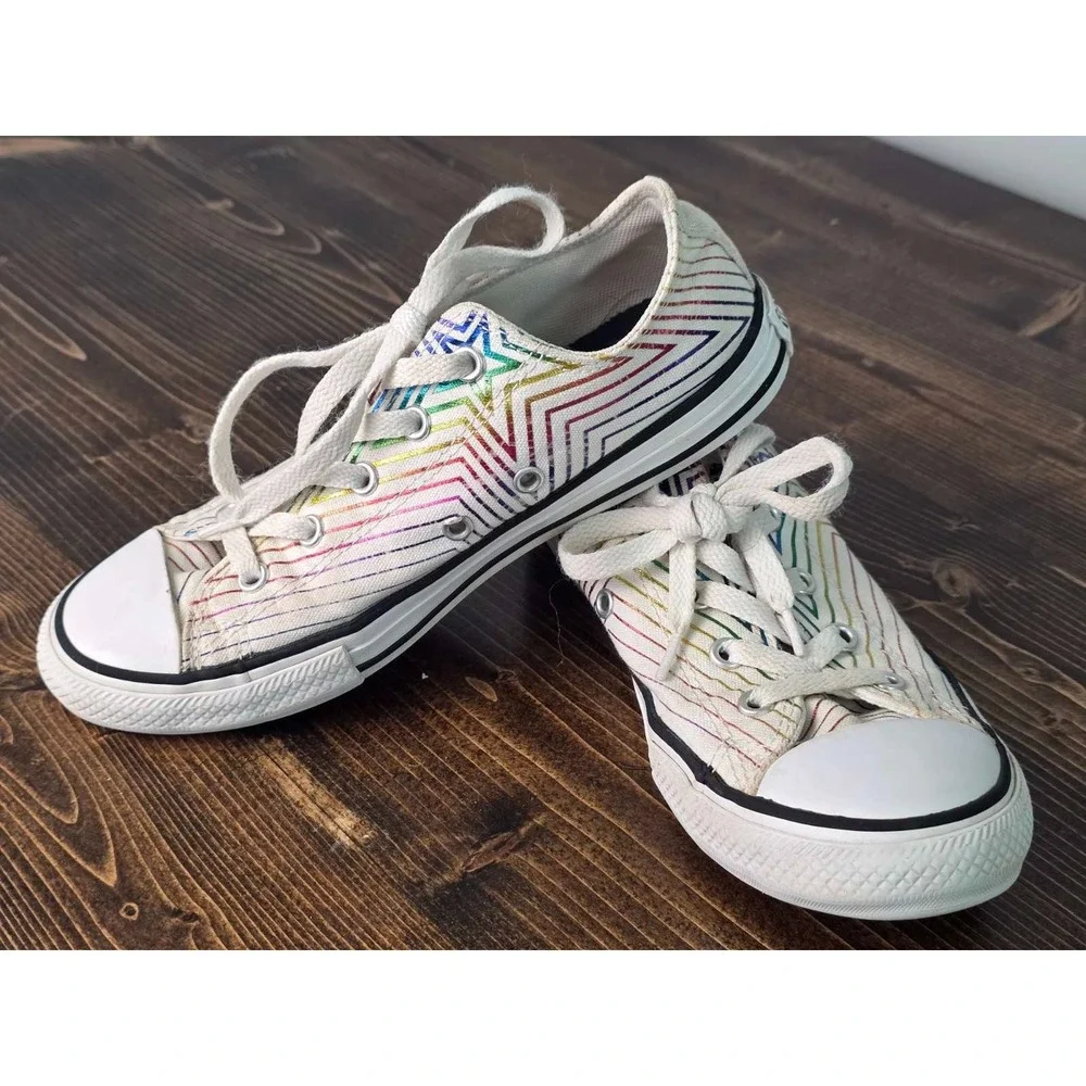 Converse All Star Youth Sneakers Size 3 EU 35 White Canvas‎ Casual Kids Shoes